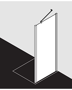 Kermi Liga panneau latéral LITWD100181AK 100x185cm, argent mat brillant, verre de sécurité trempé, sur receveur de douche