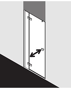 Kermi Mena swing door 2000 -wing with fixed panel, wall profile ME1FL080203AK 80 x 200 cm, soft black, clear TSG, left