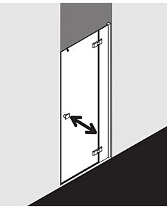 Kermi Mena porte battante 2000 - vantail avec partie fixe, profilé mural ME1FR100203YK 100 x 200 cm, noir doux, verre dépoli ESG SR Opaco Clean, droite