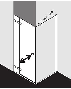 Kermi Mena Seitenwand mit Wandprofil METWP09320VAK 91 x 200 cm, silber hochglanz, ESG klar, auf Duschwanne