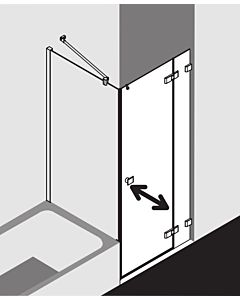 Kermi latérale Mena raccourcie avec profilé mural METVP09017VYK 90 x 179 cm, argent brillant, verre dépoli ESG SR Opaco Clean, à côté de la baignoire