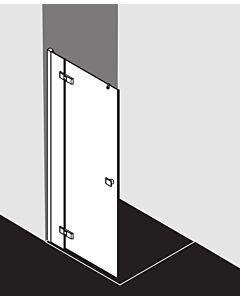 Kermi Mena porte battante 2000 - vantail avec panneau fixe, profilé mural ME1NL100203AK 100 x 200 cm, noir doux, ESG clair, gauche, sur receveur de douche