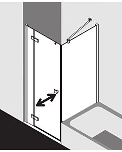 Kermi Mena Pendeltür 1-flüglig mit Festfeld, Wandprofil ME1NL09320VPK 91 x 200 cm, silber hochglanz, ESG klar Clean, links, auf Duschplatz