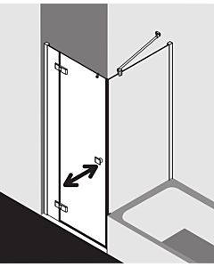 Kermi Mena Pendeltür 1-flüglig mit Festfeld, Wandprofil ME1NL09320VYK 91 x 200 cm, silber hochglanz, ESG Milchglas SR Opaco Clean, links, auf Duschplatz
