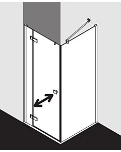 Kermi Mena side panel with wall profile METWP100203UK 100 x 200 cm, soft black, ESG frosted glass SR Opaco, on shower tray
