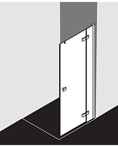 Kermi Mena swing door 2000 -leaf with fixed panel, wall profile ME1NR09320VAK 91 x 200 cm, silver high gloss, TSG clear, right, on shower area