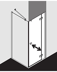 Kermi Mena swing door 2000 - leaf with fixed panel, wall profile ME1NR093203YK 91 x 200 cm, black soft, ESG frosted glass SR Opaco Clean, right, on shower area