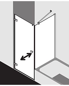 Kermi latérale Mena raccourcie avec profilé mural METVP090173PK 90 x 179 cm, noir doux, ESG clair Clean, à côté de la baignoire