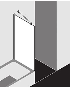 Kermi latérale Mena raccourcie avec profilé mural METVP08017VAK 80 x 179 cm, argent brillant, clair ESG, à côté de la baignoire