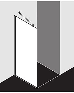 Kermi Mena side wall with wall profile METWP10320VUK 101 x 200 cm, silver high gloss, ESG frosted glass SR Opaco, on shower tray