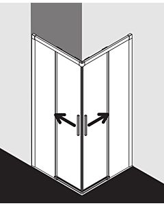 Kermi Nica corner entry Kermi Nica half part 2-part. NIC2R09020VPK 90x200cm, right, silver high gloss, ESG clear clean, on shower tray