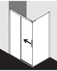 Kermi porte Nica , 2 pièces, avec panneau fixe NID2L15320VAK 153x200cm, argent brillant, verre de sécurité trempé, gauche, sur la douche