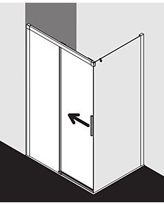 Kermi porte Nica , 2 pièces, avec panneau fixe NID2L12320VAK 123x200cm, argent brillant, verre de sécurité trempé, gauche, sur la douche