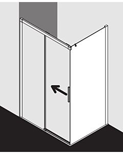 Kermi porte Nica , 2 pièces, avec panneau fixe NID2L11320VPK 113x200cm, argent brillant, verre de sécurité trempé clair, gauche, sur la zone de douche