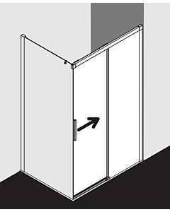 Kermi porte Nica , 2 pièces, avec panneau fixe NID2R11020VAK 110x200cm, argent brillant, verre de sécurité trempé, à droite, sur receveur de douche