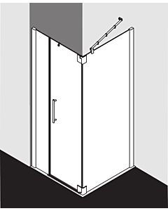 Kermi Pasa XP porte battante 2000 -fl. u panneau fixe pour paroi latérale PX1FL10020VPK 100x200cm, argent brillant, verre de sécurité trempé transparent, gauche, sur receveur de douche