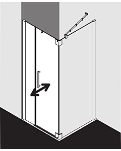 Kermi Pasa XP porte battante 2000 -fl.u champ fixe pour paroi latérale PX1FL12018VPK 120x185cm, argent brillant, verre de sécurité trempé clair, gauche, sur receveur de douche