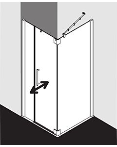 Kermi Pasa XP swing door 2000 -fl. and fixed panel for side wall PX1FL12018VAK 120x185cm, silver high gloss, TSG clear, left, on shower tray