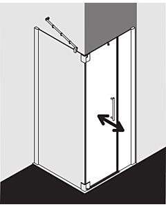 Kermi Pasa XP swing door 2000 -fl. and fixed panel for side wall PX1FR075181PK 75x185cm, matt silver, TSG clear clean, right, on shower tray