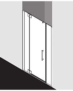 Kermi Pasa XP porte battante 2000 battante avec champs fixes PX1GL120201PK 120x200cm, argent mat brillant, verre de sécurité trempé clair, gauche, sur receveur de douche