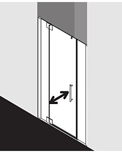 Kermi Pasa XP porte battante 2000 -swing avec panneaux fixes PX1GL110181UK 110x185cm, argent mat brillant, TSG SR Opaco, gauche, sur receveur de douche