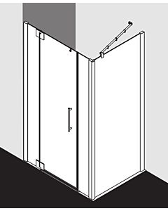Kermi Pasa XP swing door 2000 -leaved with fixed fields PX1GL11020VYK 110x200cm, silver gloss, ESG SR OpacoClean, left, on shower tray