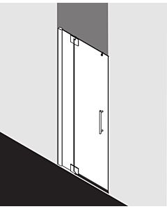 Kermi Pasa XP porte battante 2000 -swing avec panneau fixe PX1TL080201UK 80x200cm, argent mat brillant, TSG SR Opaco, gauche