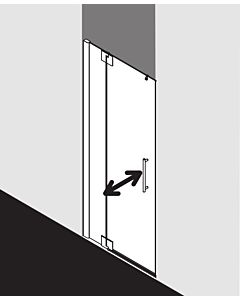 Kermi Pasa XP porte battante 2000 -swing avec panneau fixe PX1TL110181UK 110x185cm, argent mat brillant, TSG SR Opaco, gauche