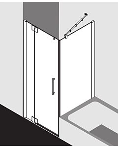 Kermi Pasa XP swing door 2000 -fl. fixed panel for side wall PX1WL103201UK 103x200cm, matt silver, ESG SR Opaco, left, on shower area