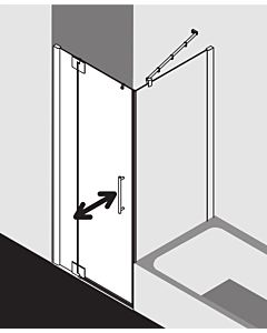 Kermi Pasa XP swing door 2000 -fl. m fixed panel for side wall PX1WL07518VYK 75x185cm, silver gloss, ESG SR OpacoClean, left, on shower tray