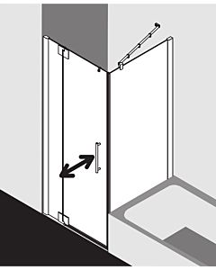 Kermi Pasa XP porte battante 2000 -fl.Champ fixe pour paroi latérale PX1WL075201AK 75x200cm, argent mat brillant, TSG clair, gauche, sur receveur de douche