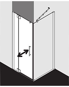 Kermi Pasa XP swing door 2000 -fl. m fixed panel for side wall PX1WL120181PK 120x185cm, silver matt gloss, TSG clear clean, left, on shower tray