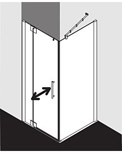 Kermi Pasa XP porte battante 2000 -fl.Champ fixe pour paroi latérale PX1WL08320VAK 83x200cm, argent brillant, TSG clair, gauche, sur la zone de douche