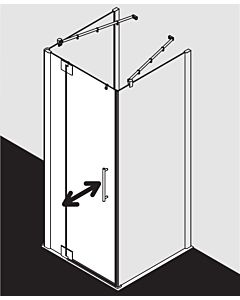 Kermi Pasa XP swing door 2000 -fl. fixed panel for side wall PX1WL10320VYK 103x200cm, silver gloss, ESG SR OpacoClean, left, on shower area