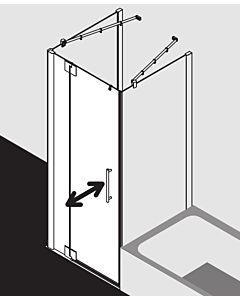 Kermi Pasa XP Pendeltür 1-fl. Festfeld für Seitenwand PX1WL07520VAK 75x200cm, silber hochglanz, ESG klar, links, auf Duschwanne