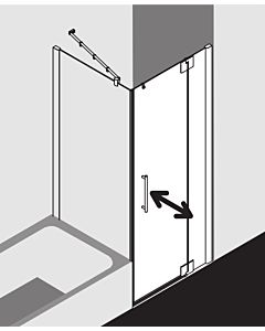 Kermi Pasa XP swing door 2000 -fl. fixed panel for side wall PX1WR110201UK 110x200cm, matt silver, ESG SR Opaco, right, on shower tray