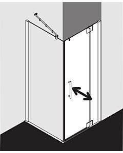 Kermi Pasa XP swing door 2000 -fl. fixed panel for side wall PX1WR08320VUK 83x200cm, silver high gloss, ESG SR Opaco, right, on shower area