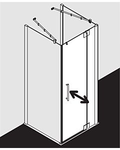 Kermi Pasa XP swing door 2000 -fl. fixed panel for side wall PX1WR10020VUK 100x200cm, silver high gloss, ESG SR Opaco, right, on shower tray