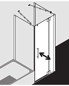 Kermi Pasa XP porte battante 2000 -fl.m champ fixe pour paroi latérale PX1WR10018VYK 100x185cm, argent brillant, ESG SR OpacoClean, droite, sur receveur de douche