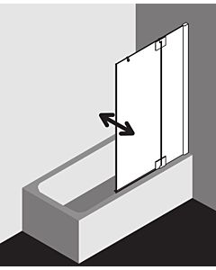 Kermi Pasa XP Schwingflügel mit Festfeld PXDTR10015VAK 100x150cm, silber hochglanz, ESG klar, rechts