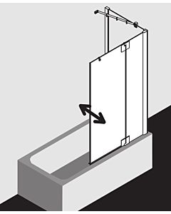 Kermi Pasa XP Schwingflügel mit Festfeld PXDTR08015VAK 80x150cm, silber hochglanz, ESG klar, rechts