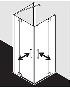 Kermi Pasa XP entry swing door with fixed panel PXEPL10018VUK 100x185cm, silver high gloss, ESG SR Opaco, half part left, on shower tray