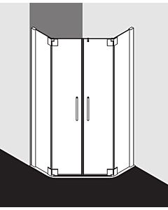 Kermi Pasa XP cabine de douche pentagonale porte battante PXF53100201AK 100x100x200cm, argent mat brillant, TSG clair