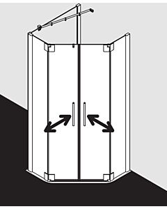 Kermi Pasa XP Fünfeck-Duschkabine Pendeltür PXF40090181PK 90x90x185cm, silber mattglanz, ESG klar Clean