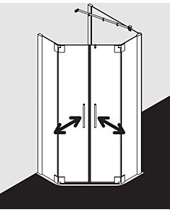 Kermi Pasa XP pentagonal shower cubicle swing door PXF4509018VYK 90x90x185cm, silver gloss, ESG SR OpacoClean