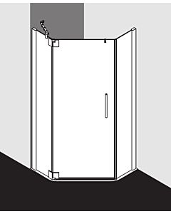 Kermi Pasa XP cabine de douche pentagonale porte battante PXL5310020VYK 100x100x200cm, argent brillant, ESG SR OpacoClean, gauche
