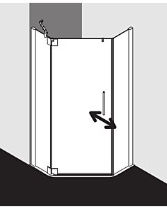 Kermi Pasa XP Fünfeck-Duschkabine Pendeltür PXL40090181UK 90x90x185cm, silber mattglanz, ESG SR Opaco, links