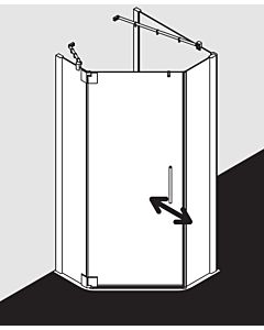 Kermi Pasa XP Fünfeck-Duschkabine Pendeltür PXL4509020VUK 90x90x200cm, silber hochglanz, ESG SR Opaco, links