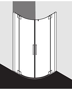 Kermi Pasa XP Viertelkreis-Pendeltür PXP5010018VAK 100x100x185cm, Radius 50cm, silber hochglanz, ESG klar