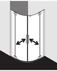 Kermi Pasa XP quarter-circle swing door PXP50100181AK 100x100x185cm, radius 50cm, matt silver, clear TSG